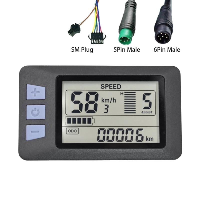 P3H Electric Bike Meter Display Panel Meter Display 24V 36V 48V 60V For Electric Scooter (6PIN)