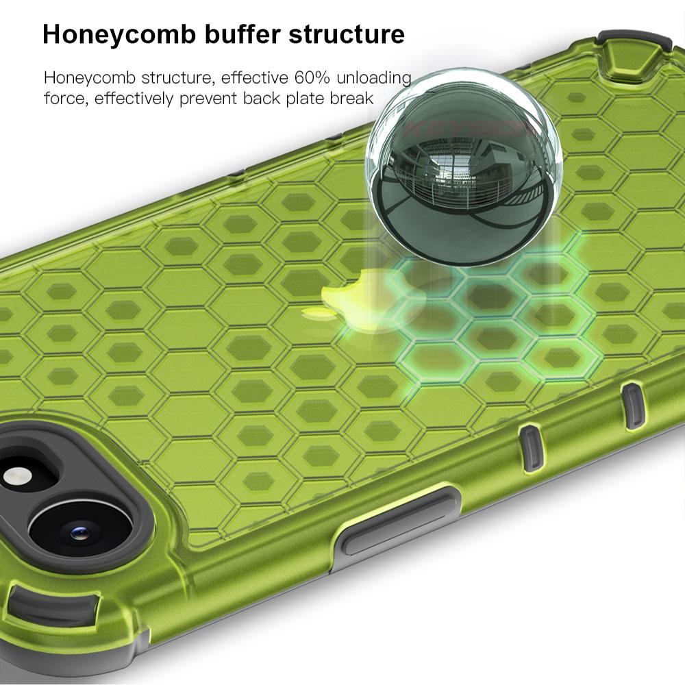 KEYSION Shockproof Armor Case for iPhone 16e Soft Silicone+PC Transparent Honeycomb Phone Back Cover for iPhone 16e 2025