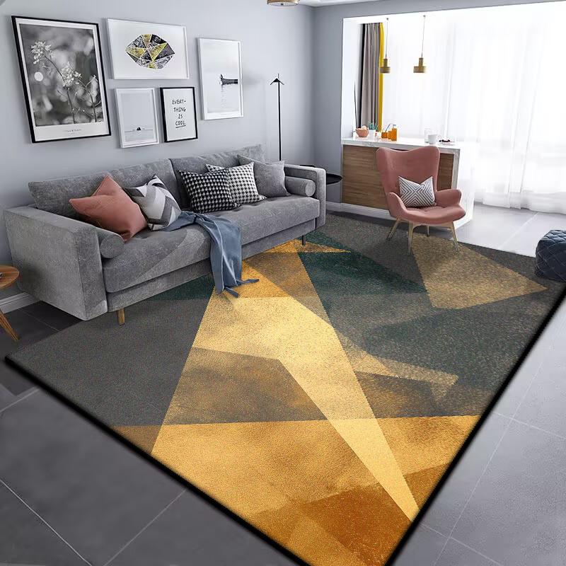 Grey Geometric Carpet for Living Room Modern Luxury Decoration Home Rugs for Bedroom Big Size Non-slip Easy Cleaning Floor Mat