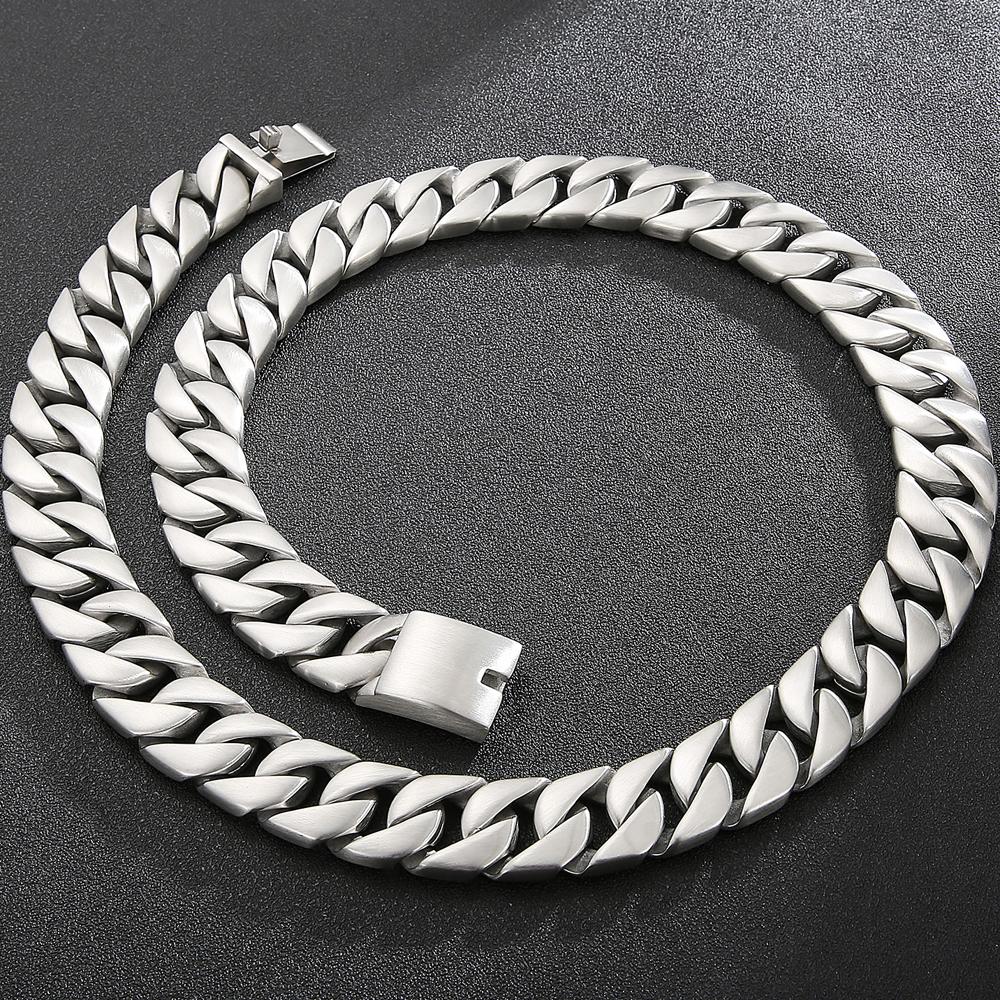 Mens Necklaces Brushed Gold Color Stainless