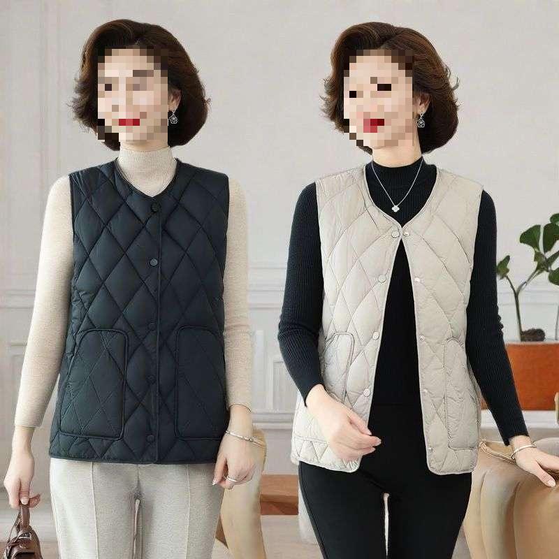 Stylish Plus Size Sleeveless Cardigan—Warm & Lightweight for Middle-Aged & Elderly, Fall/Winter Wear