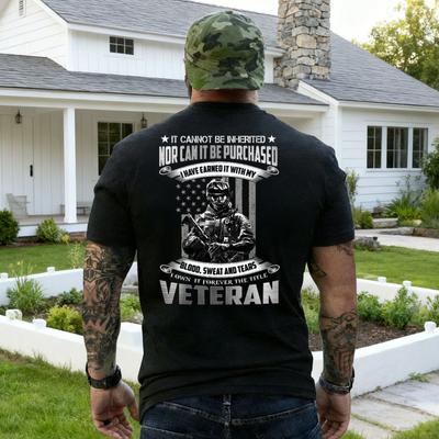 Veteran Lover Shirt Veteran Day Gift Round Neck Tops Son of A Vietnam Veteran Army Husband Gift It Cannot Be Inherited Shirt