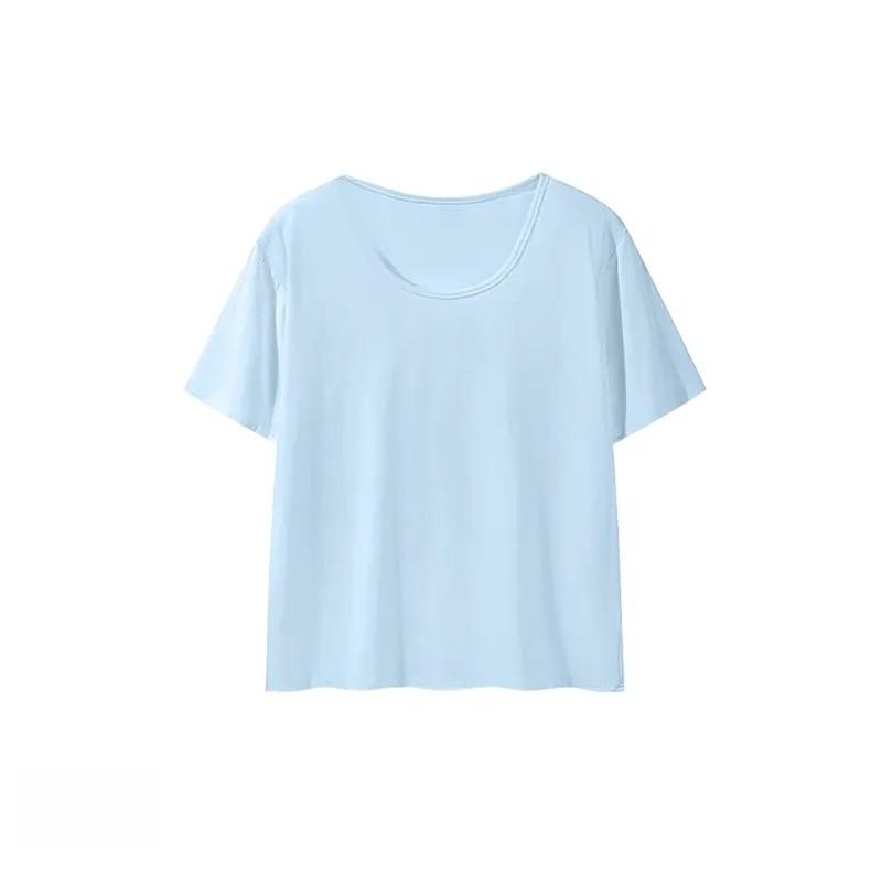 Cotton Blend T Shirt For Women With Color Block Piping Casual Summer Wear