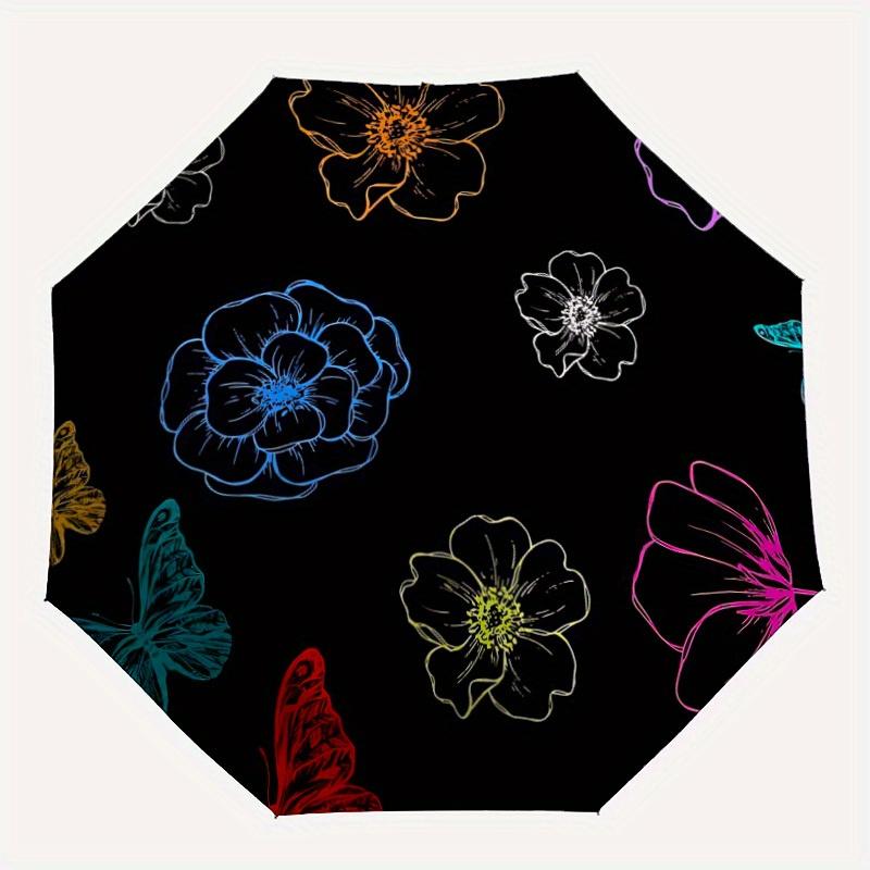 

1pc Floral Pattern Automatic Open/close Folding Umbrella, Compact Portable Travel Umbrella, Perfect Birthday/Christmas, Cute Umbrella, Durab