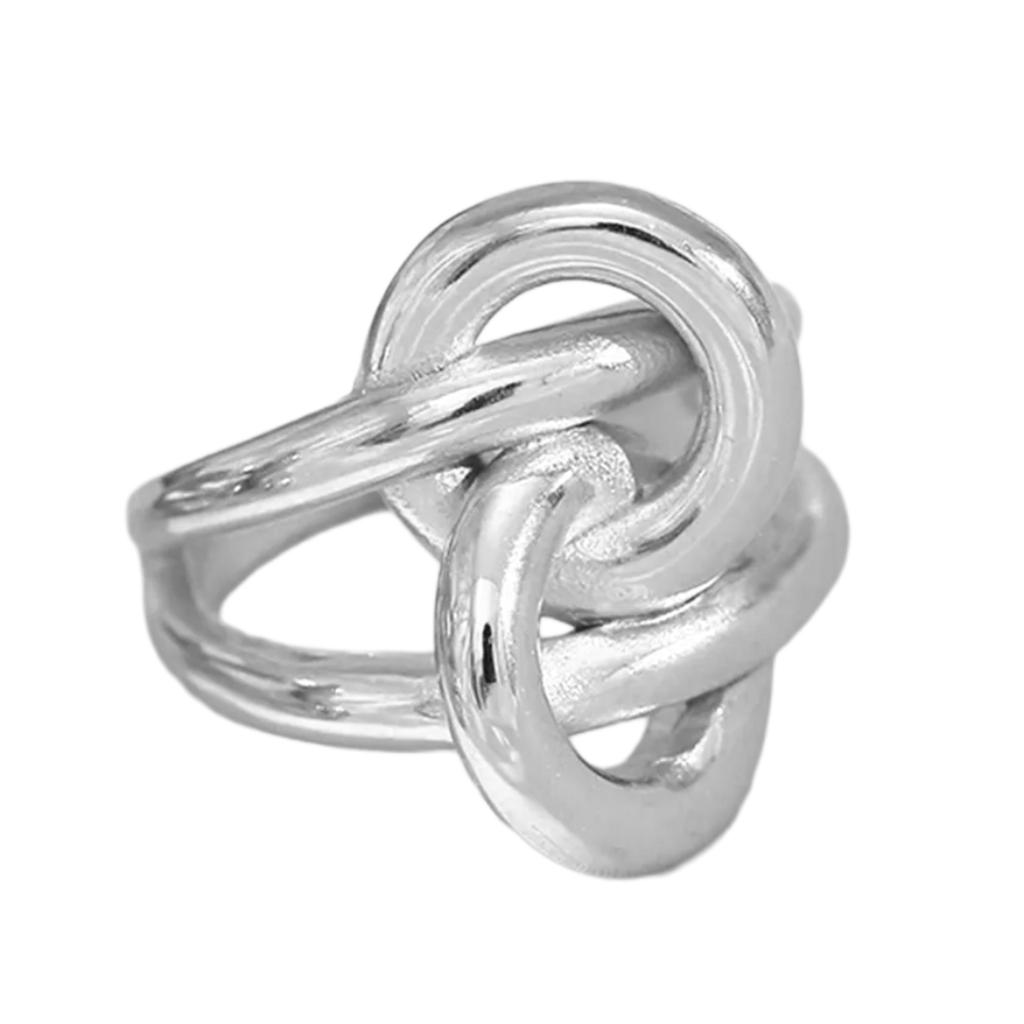 Fashionable Double Layers Geometric Knot Rings 18K Gold Plated Sturdy Stainless Steel Accessory for Women Daily Wear