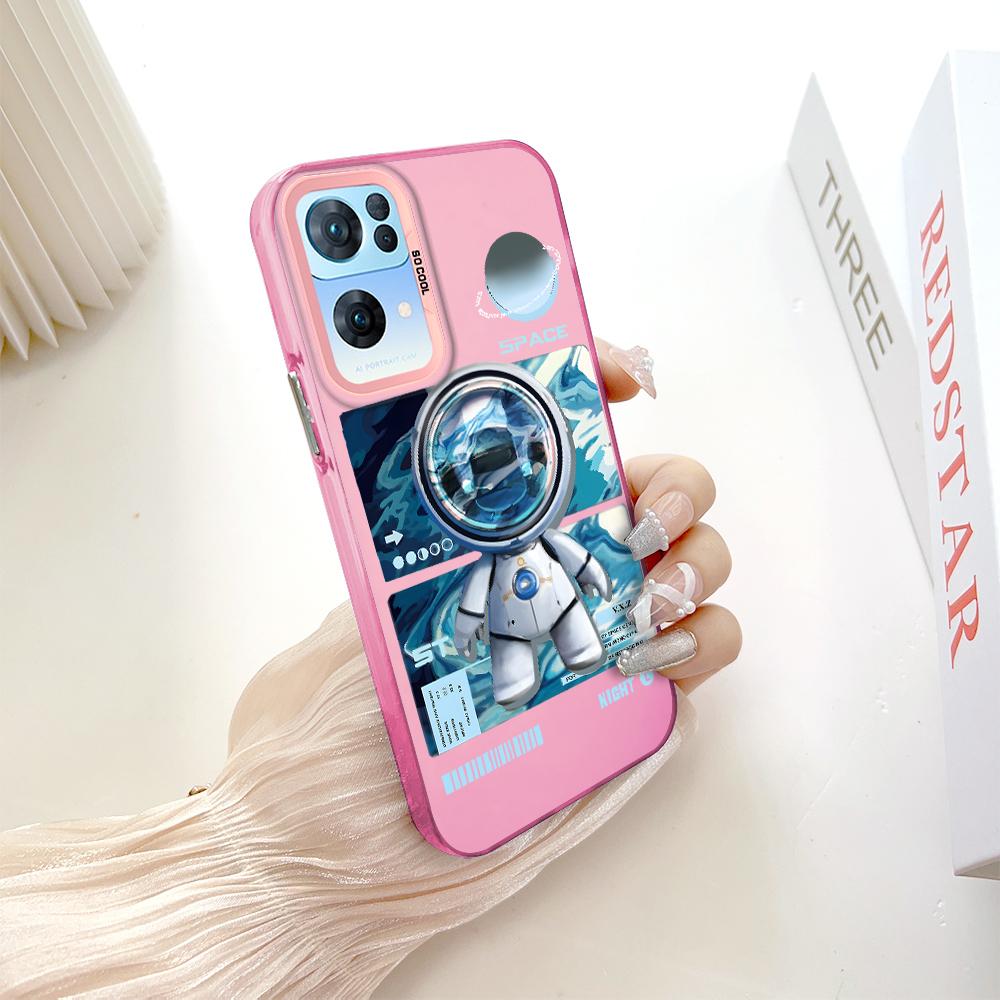 جراب هاتف مزدوج الجوانب مقاوم للصدمات ومضاد للسقوط بنمط مطلي بلون فضي ملون لهاتف OnePlus OPPO Reno Realme