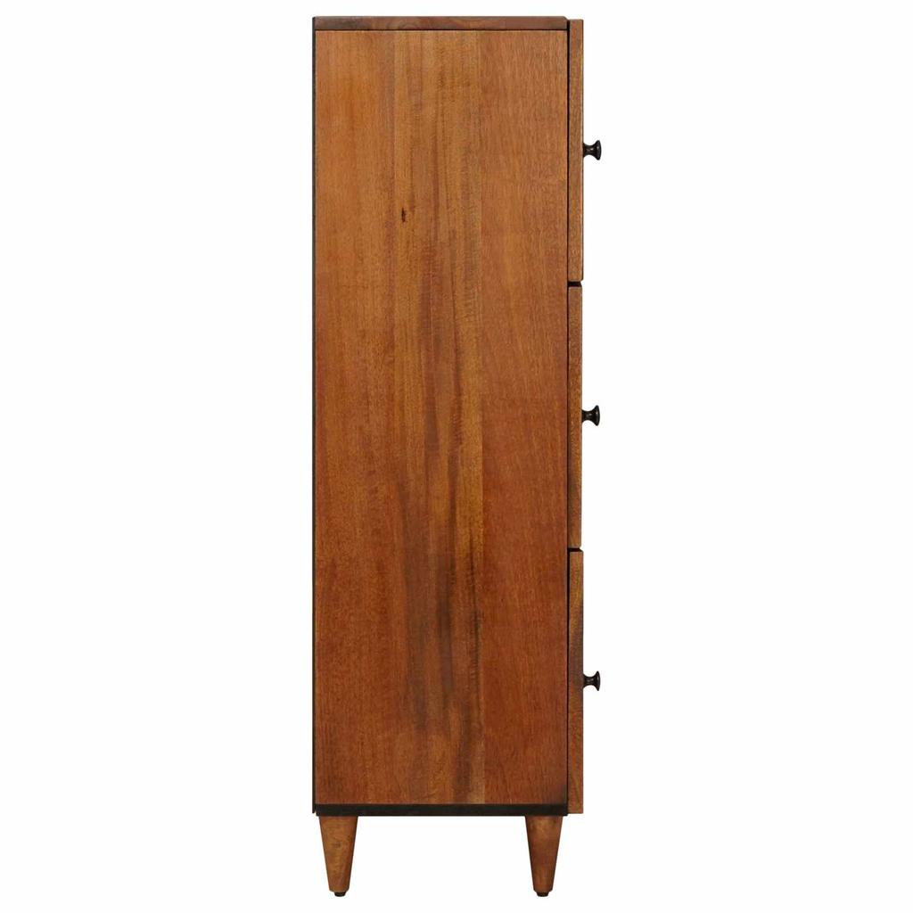 Highboard with Door Walnut Finish 40 x 33 x 110 cm Solid Mango Wood