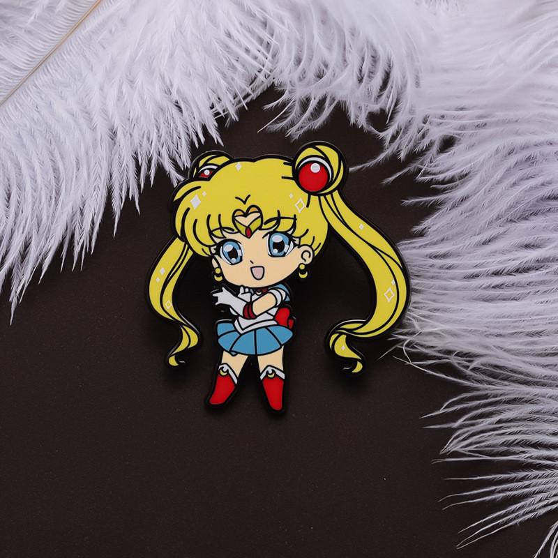 Adorable Anime Girl Evening Dress Enamel Brooch Cute Cartoon Metal Badge Accessory