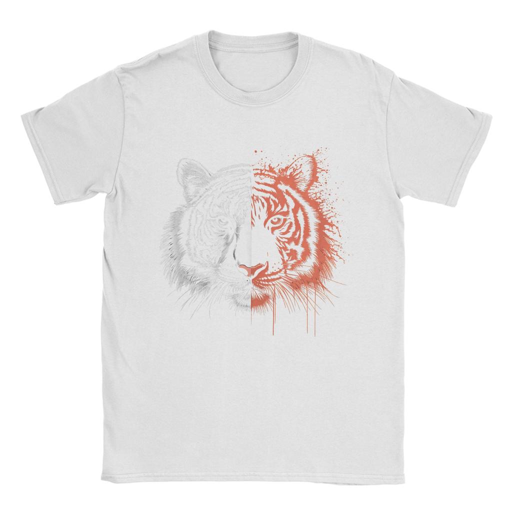 Cool Tiger Animal Print Men T Shirt  Casual Tee Shirt Short Sleeve Round Collar T-Shirt Cotton Printed Clothes
