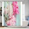 Pink Peony Flower Shower Curtain Botanical Floral Print Bathroom Decor Vintage Rustic Farmhouse Washable Curtains