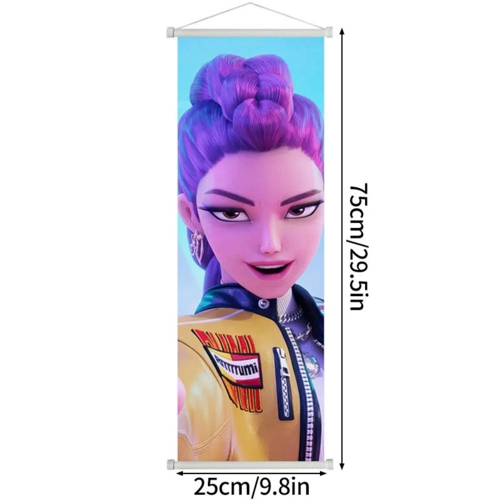 Tessuto da appendere Cacciatrice di Demoni Rumi Mira Zoey Poster Stampato Pittura a Rotolo Cacciatori di Demoni Immagine 72x25cm Decorazione Murale