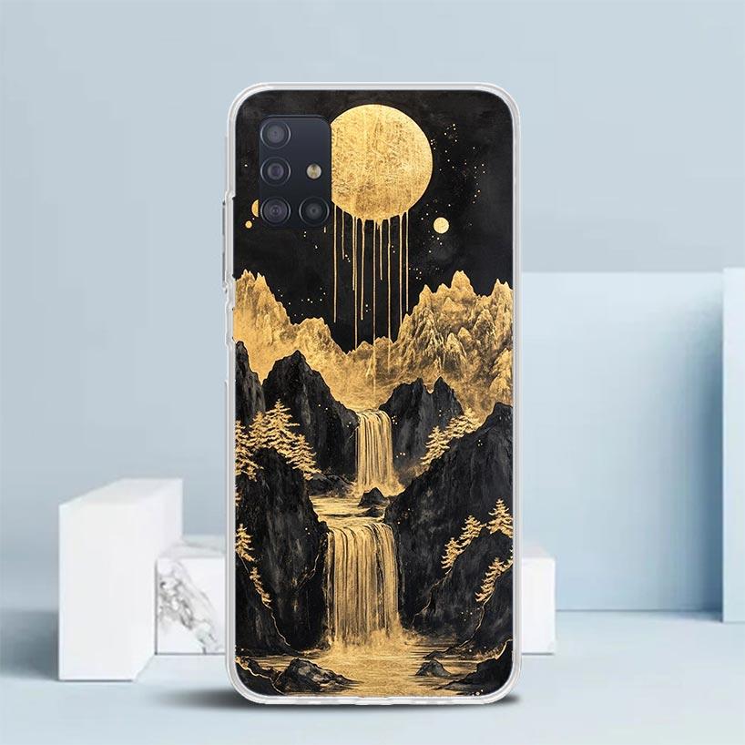 Chinese Style ink Painting Art Soft Cover for Samsung Galaxy A12 A22 A32 A52 A72 A02S Phone Case Note 20 Ultra 10 S10 Plus A51 A