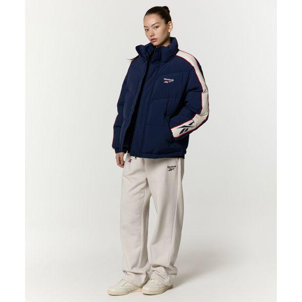 Reebok Color Block Stand Collar Zipper Long Sleeve Down Jacket Unisex Outerwear Navy-Blue REJU4FD54N3
