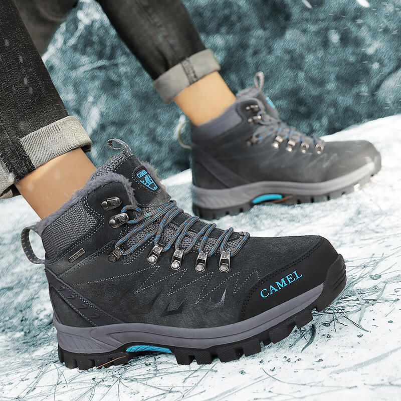Marca Hombres Botas de nieve de invierno Zapatillas de cuero impermeables  Botas de hombre Súper cálidas