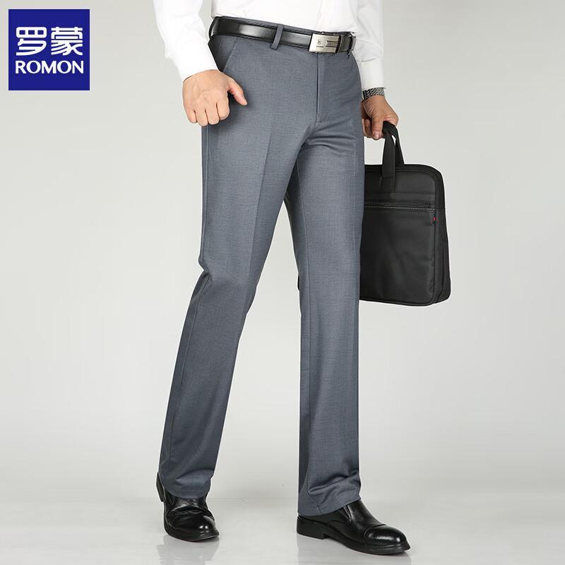 Romon Men's Business Casual Straight Fit Elastic Pants