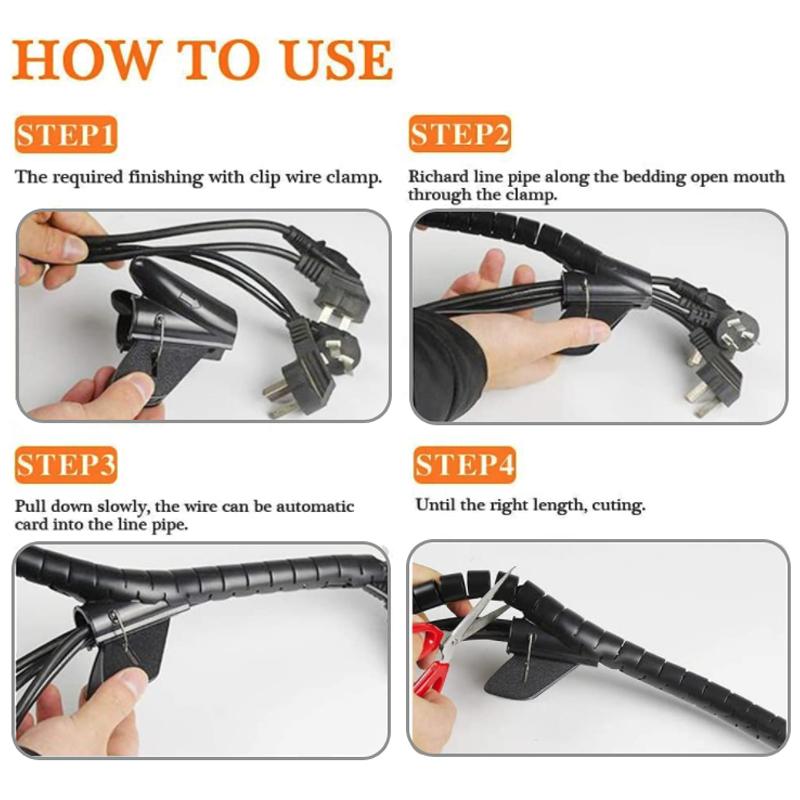 1/2meter 8-25mm Cable Spirals Wrap Tidy Cord Wire Banding Loom Storage Organizer PC TV Wire Winding Tube Wire Sleeves