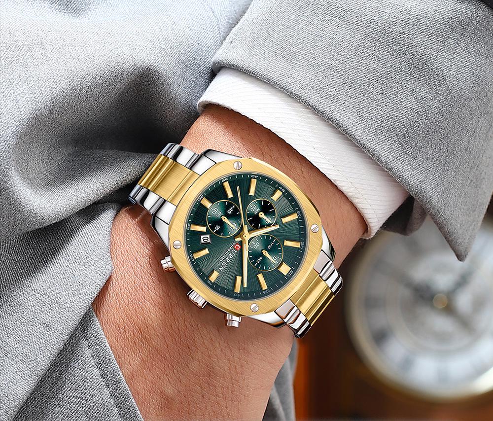 CURREN 8490 Men's Square Multifunctional Waterproof Wristwatch with Calendar Feature