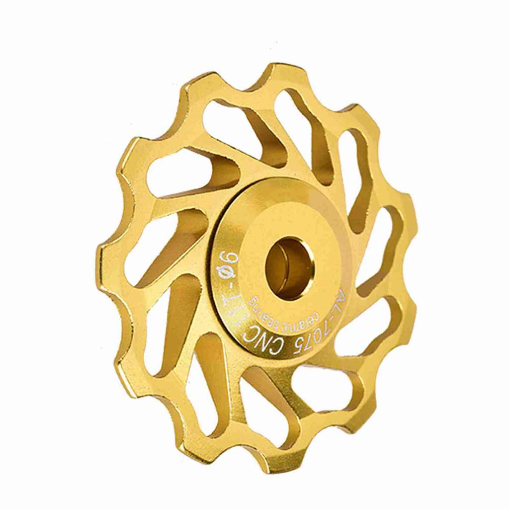1 Pair Ceramic Bearing Rear Pulley Wheel Bike Roller (11T, Black)