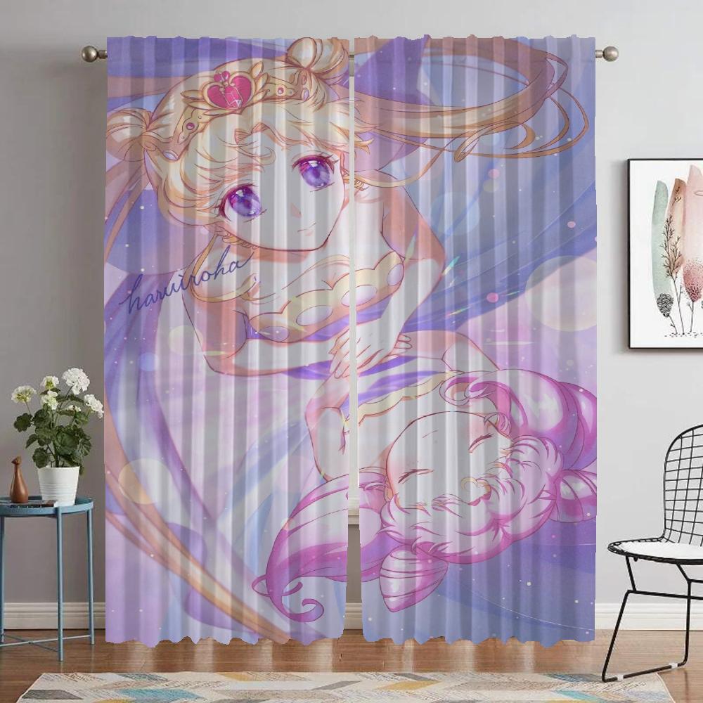 Tulle for Bedroom Chibiusa Curtains Child Room Halloween Decoration Blackout Curtain Kitchen Curtains 2 Pieces Shades Partition