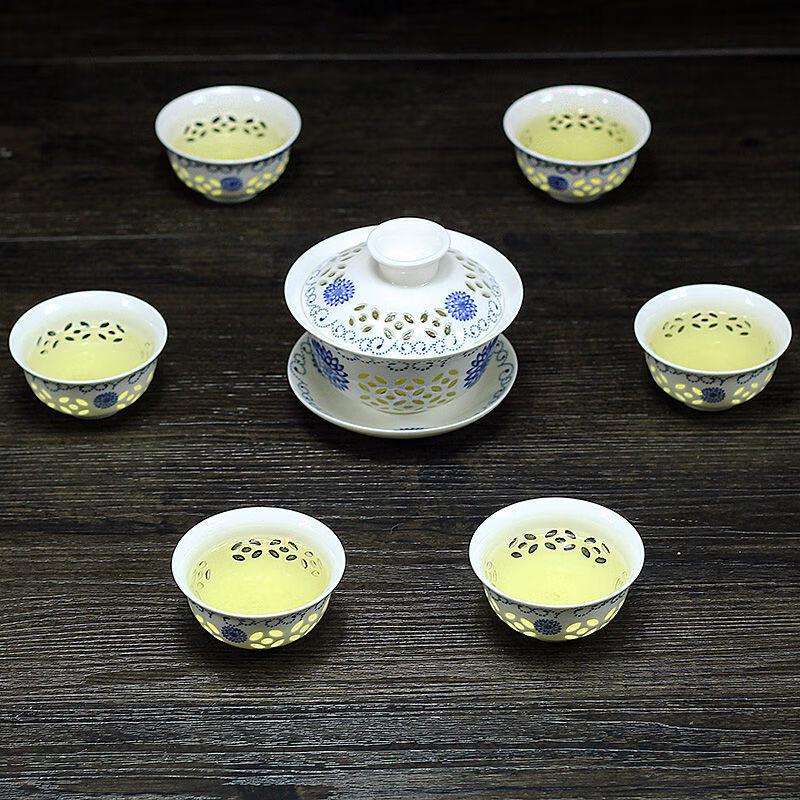 

Haofeng Honeycomb Blue and White Porcelain Tea Set 7-piece