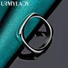 URMYLADY 925 Sterling Silver Smooth Round Square Ring For Women Men Charm Fashion Jewelry