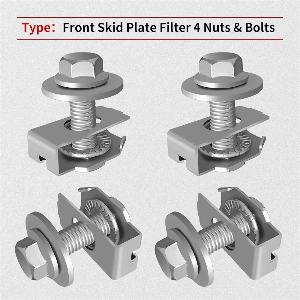 Car Front Skid Plate Filter 4 Nuts & Bolts Fit for Ford Expedition F150 4034A