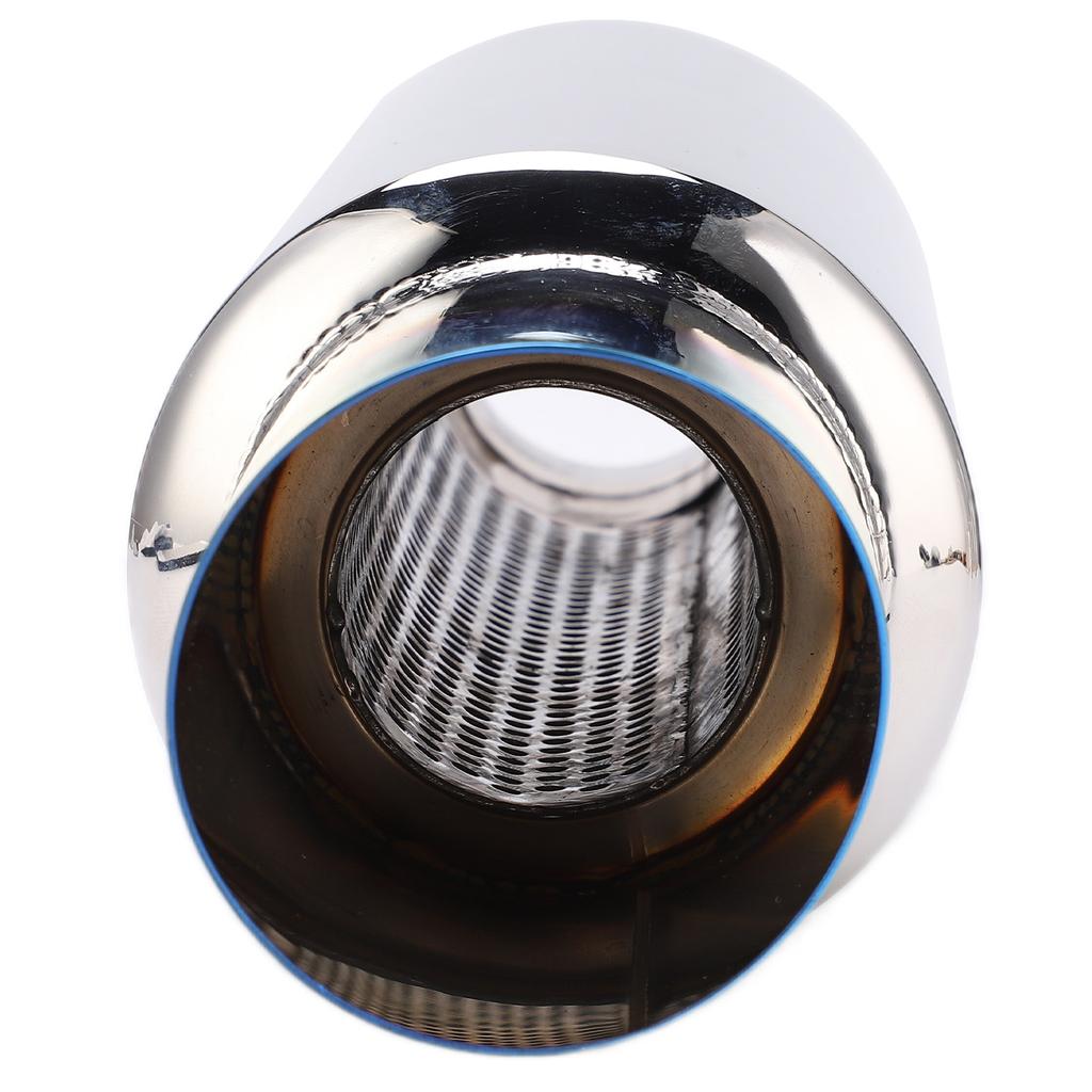 Exhaust Muffler Blue 2inInlet 3inOutlet Stainless Steel Silencer Cotton Universal
