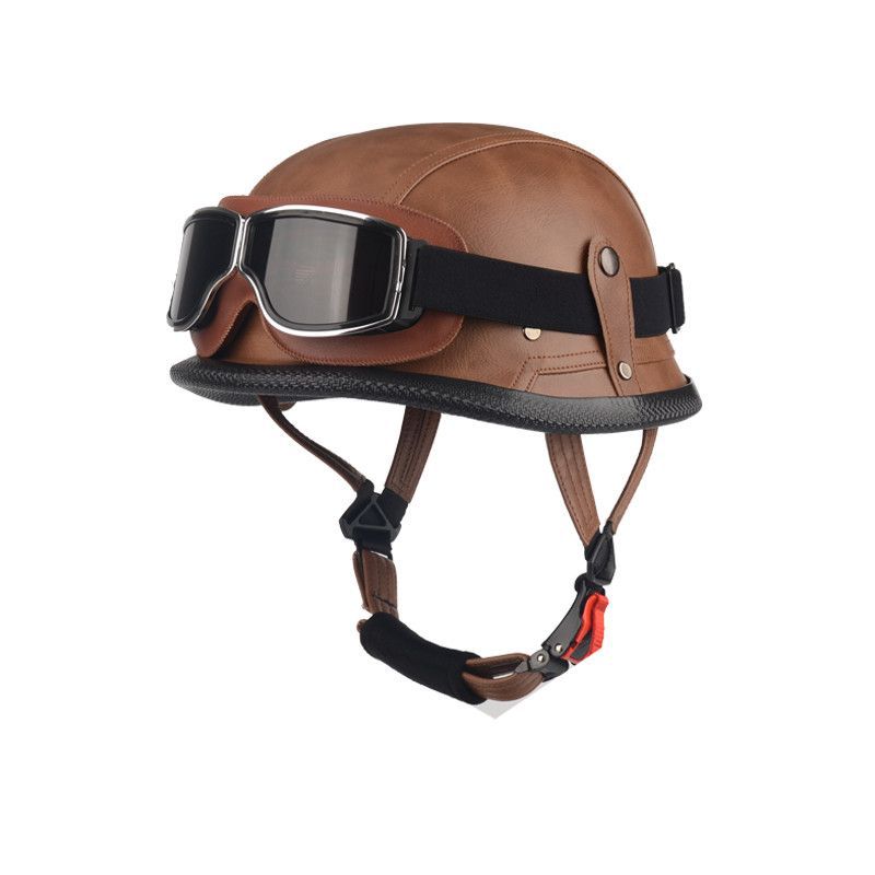 Pedal German Steel Helmet Cruise Retro Half Helmet Harley Men Motorcycle Helmet Motorcycle Floating Helmet Soldier Steel Helmet Leather Helmet
