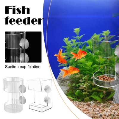 Aquarium-Fischfutterspender, neues Aquarium-Tablett mit Saugnapf, Acryl-Futterröhre, Fischfutterständer, Aquarium-Futterspender für Schildkröten und Garnelen