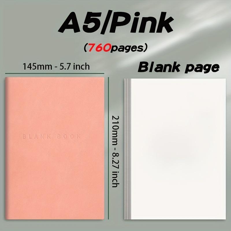 A5 760 Page Notebook -Ultra Thick Blank Journal for Sketching & Doodling, Artificial Leather Soft Cover Gift for Students Adults