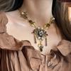 Meier Vintage Gerichtsstil Elegante Vielseitige Choker-Halskette Pulloverkette Statement-Schmuck für Damen