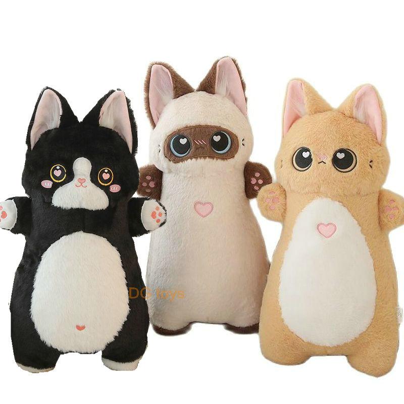 Japan Anime Cat Plushie Stuffed Siamese Kitten Animals Black Cats Throw Pillow School Nap Sleeping Pillowtoys Kids