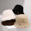 Celebrity Daughter Imitation Lamb Wool Bucket Hat Women's Winter Thickened Warm Imitation Fur Cold Ear Protector Hat Shows Small Face