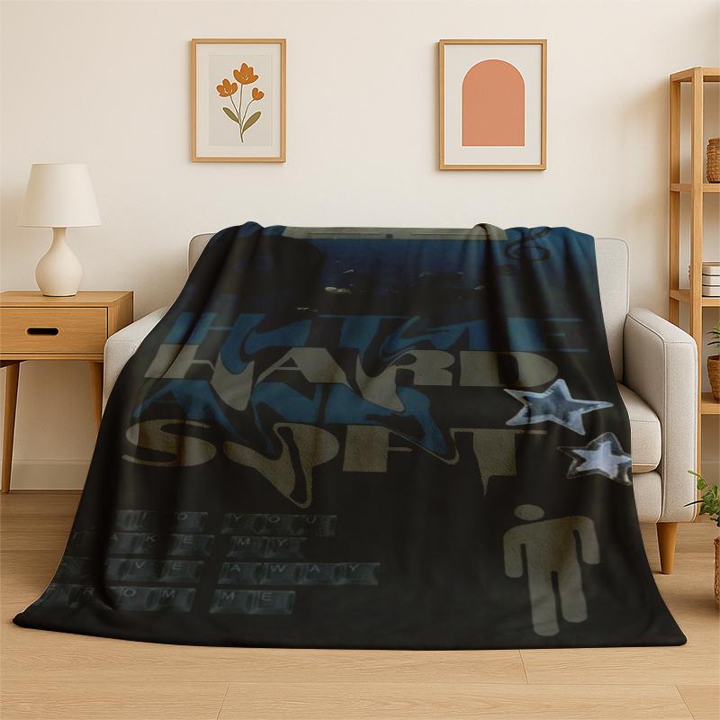 

3D Billie Eilish Singer Star Flannel Blanket Soft Warm Throw Blanket for Bedroom Living Room Bed Travel Camping Picnic Gift 75x90cm