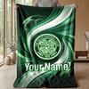 Custom Text Flannel Throw Blanket, Lightweight Cozy Bed Sofa BlanketCeltic FC