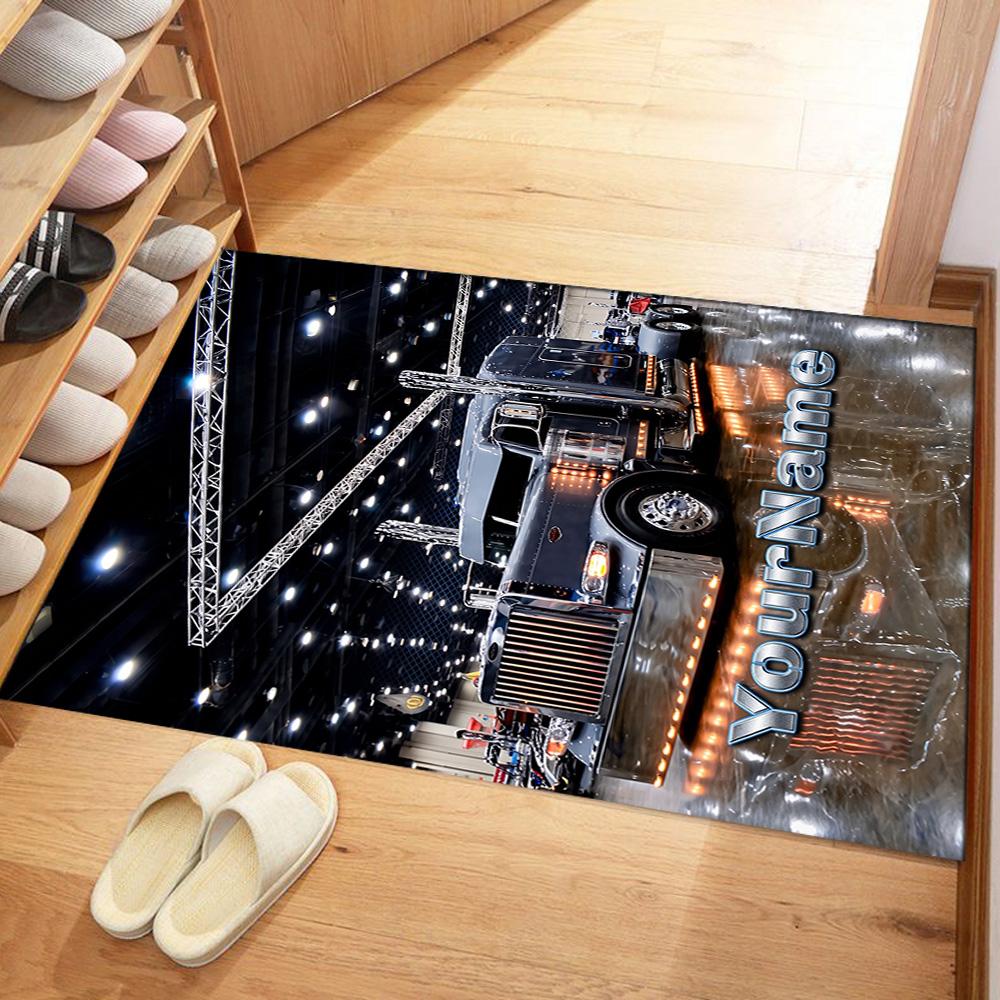 Kw Heavy Trucks Customizable Name Area Rug Design for Living Rooms Game Room Bedrooms Kitchen Anti-slip Rug Decorate Offices Perfect Gift for Women/Me