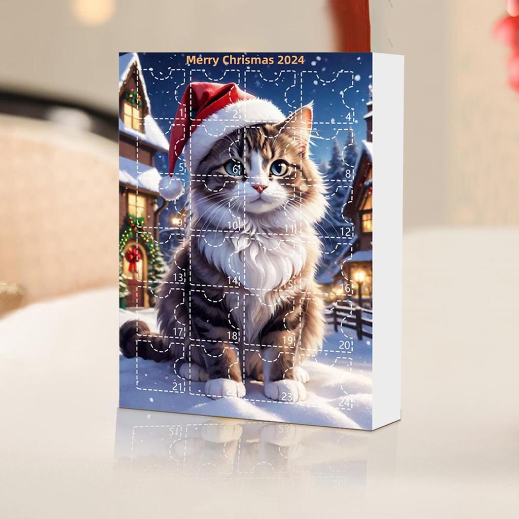 2D Acrylic Cat Advent Calendar - 24 Days Christmas Countdown Calendar with Kitten Toys, Fun Holiday Surprise Gift for Children