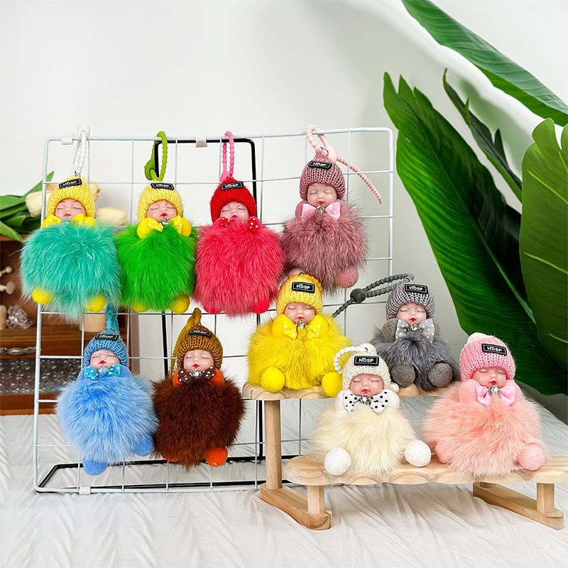 Pandantiv iepure drăguț cu păr lung, decorațiune agățată pentru ghiozdan, fundă, breloc de pluș, păpușă de 4 inch, păpușă de mașină