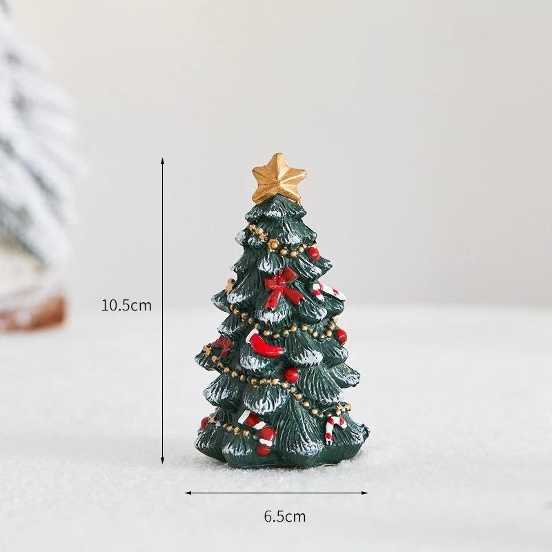Miniature Desktop Christmas Tree Resin Festive Decor Holiday Gift Set For Xmas Party Home Tabletop Decoration Photo Background