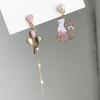 Korean Style Flower Cute Animal Asymmetric Dangle Earrings for Women Girls Sweet Temperament Tassel Earrings Party Jewelry Gift