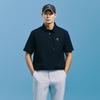 CHALLENGER Men'S Crinkle Stretch Pocket Detail Collared Short Sleeve Woven Top Navy