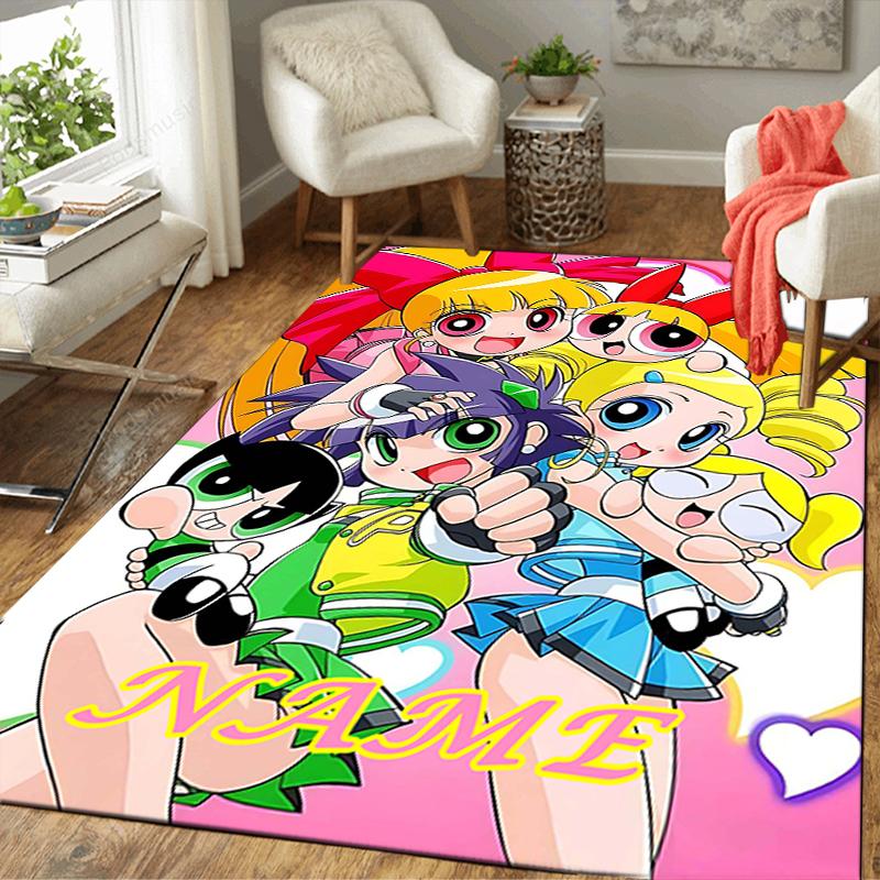 Custom 1Pc Powerpuff Girls Fan Art Rug Office Carpet Indoor Outdoor Entrance Doormat Nonslip Soft And Comfortable Living Room D491515