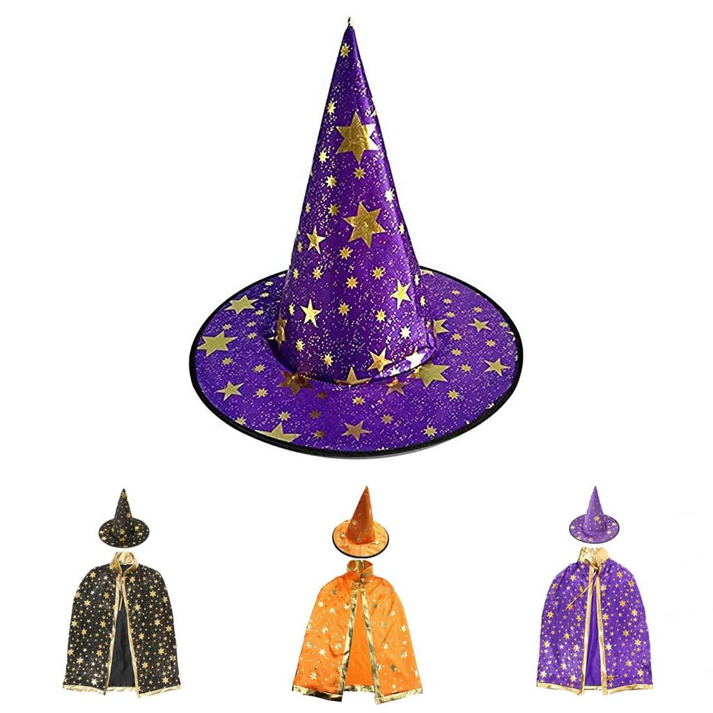 Elegant And Soft Children's Witch Cape With Hat For Halloween Props