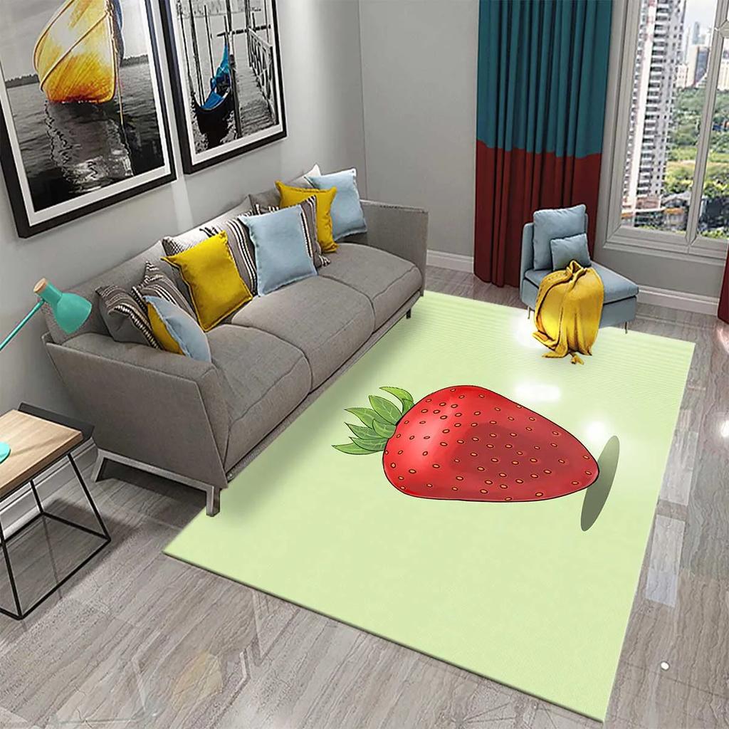 Cartoon Strawberry Carpets Living Room Decor Bedroom Bedside Sofa Rugs Child Play Game Crawling Door Mats Bathroom Non-slip Rugs