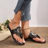 Nieuwe Dames Slippers Sandalen met Decoratieve Knoppen Zomer Platte Schoenen Modieus Design