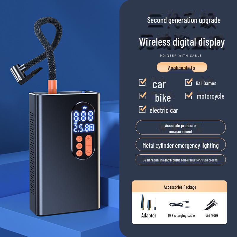 Smart Digital Display Wireless Portable Car Air Pump: High Pressure Electric Tire Inflator