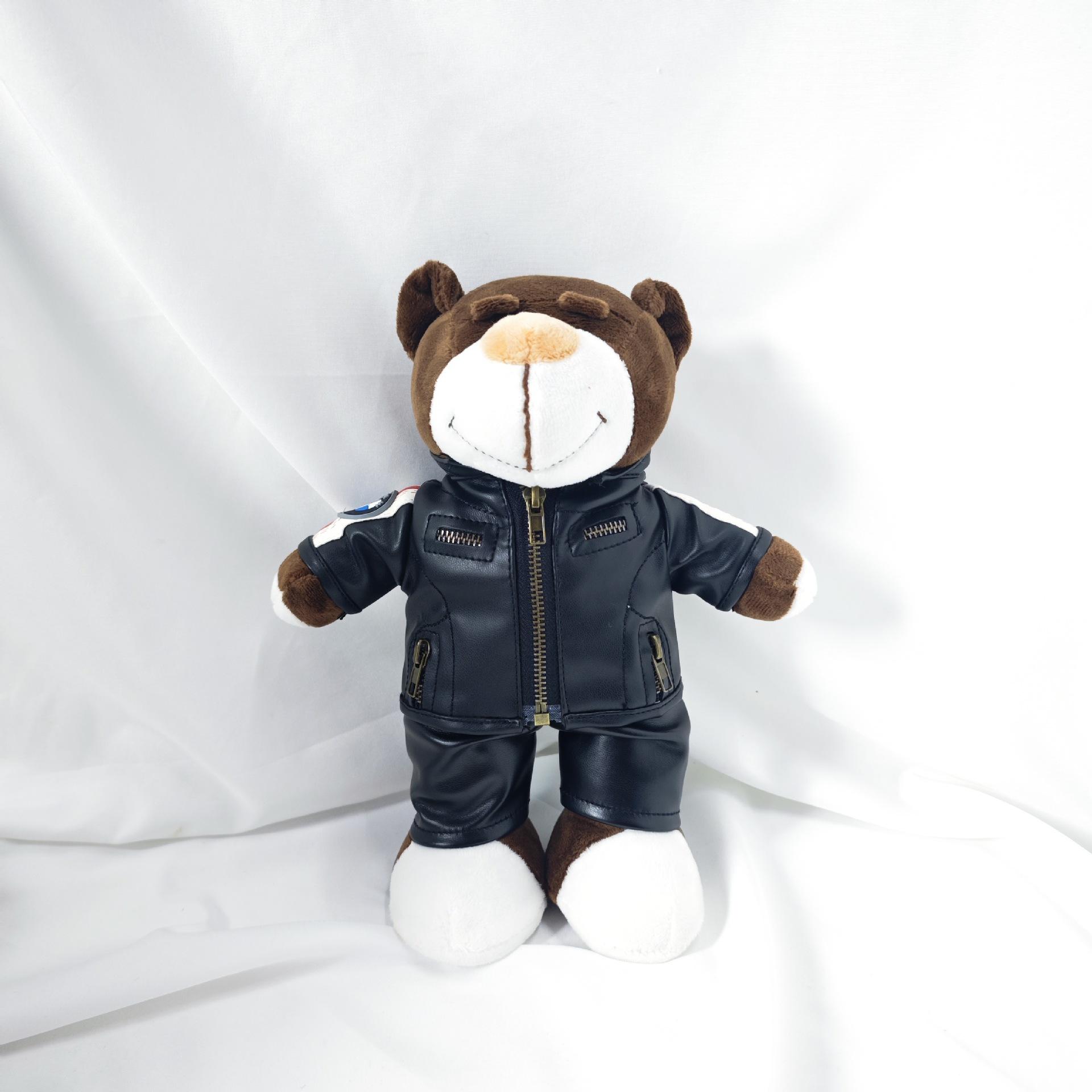 

Clothes Doll Plush Toy Doll Locomotive Bear Leather Jacket Doll Shop Gift Boyfriend 28cm чёрный