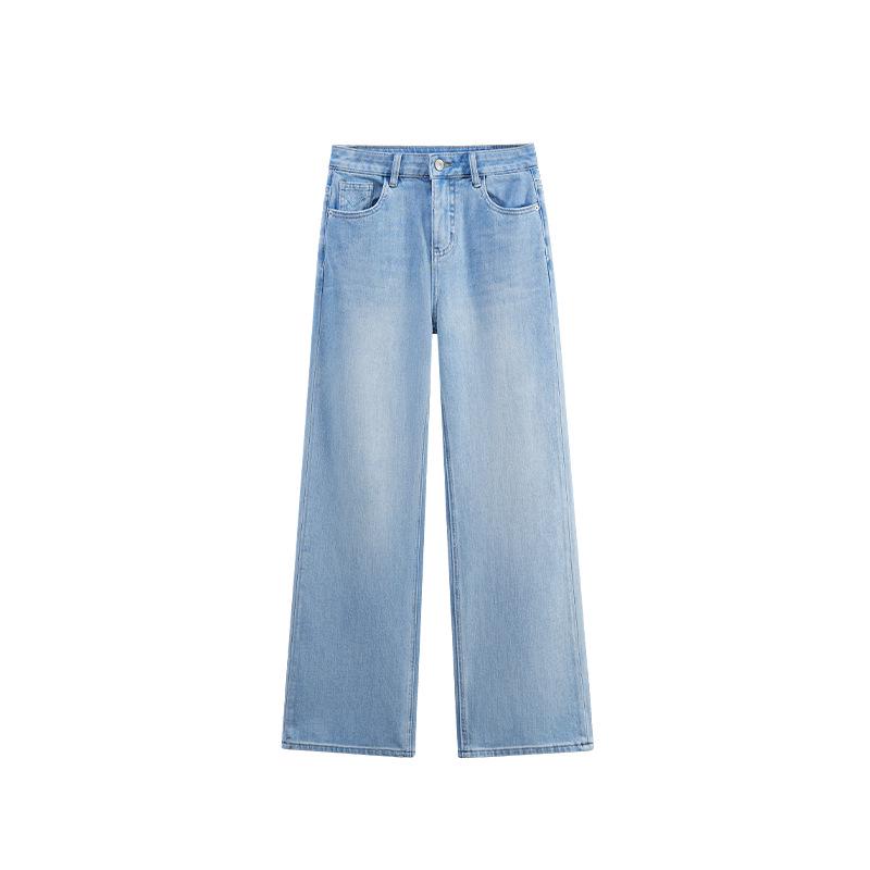 Dai Jia Er 2026 Light Blue Slimming Wide Leg Jeans – Stretch, Straight Leg, Versatile Fit