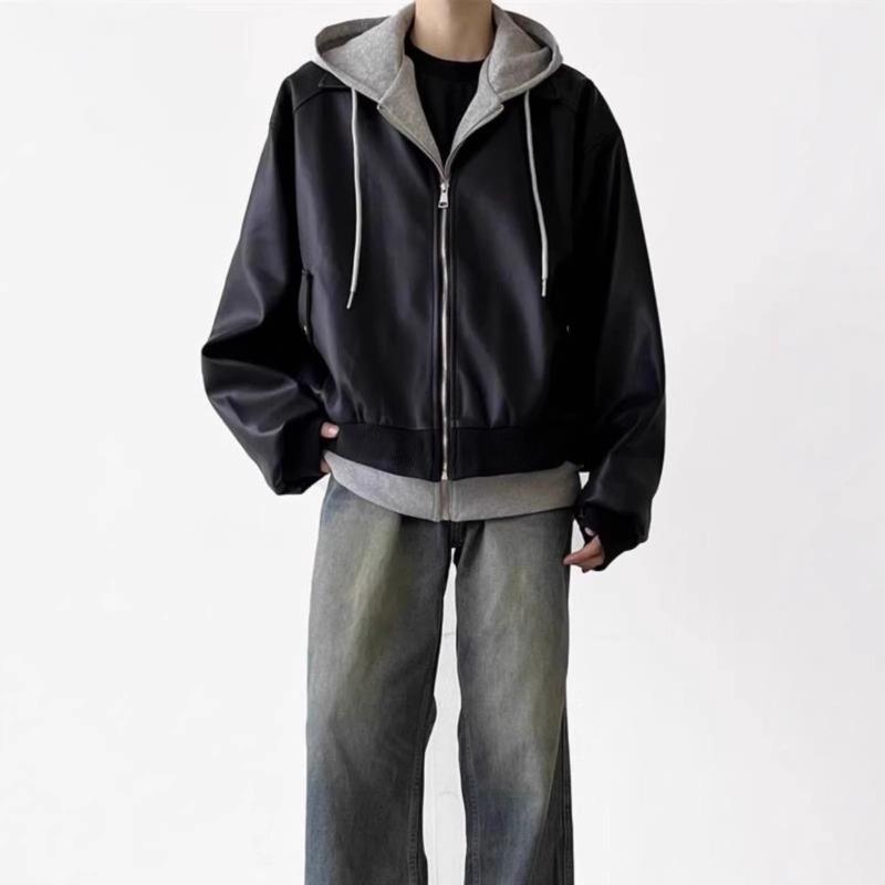 Fake Two Piece Jacket Set Men Loose High Street Cleanfit Style