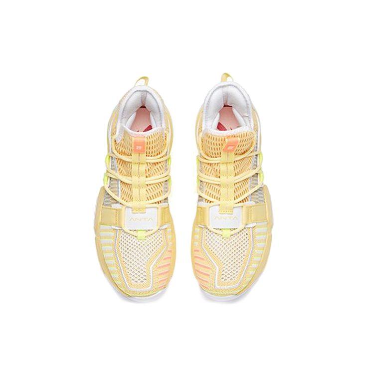 Anta Craze 1 Cushioning Slip Resistant Abrasion Resistant High top Basketball Shoes Men's Yellow White 112021609-6